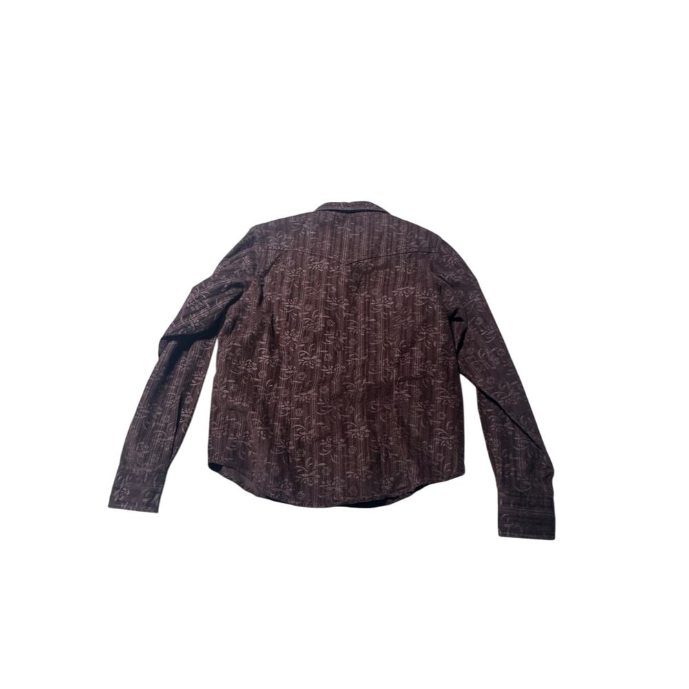 20X Western Shirt Womens L Brown Corduroy Floral Pearl Snap Front Long Sleeve - Picture 6 of 16